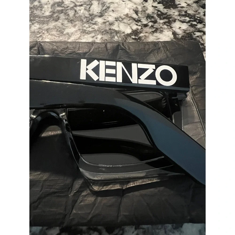 Kenzo Paris Rectangular Sunglasses Black Clear Silver Mirror KZ40024I 01C 53mm